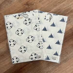 Set of 2 Monica + Andy Organic Cotton Muslin Blankets Nautical Prints
